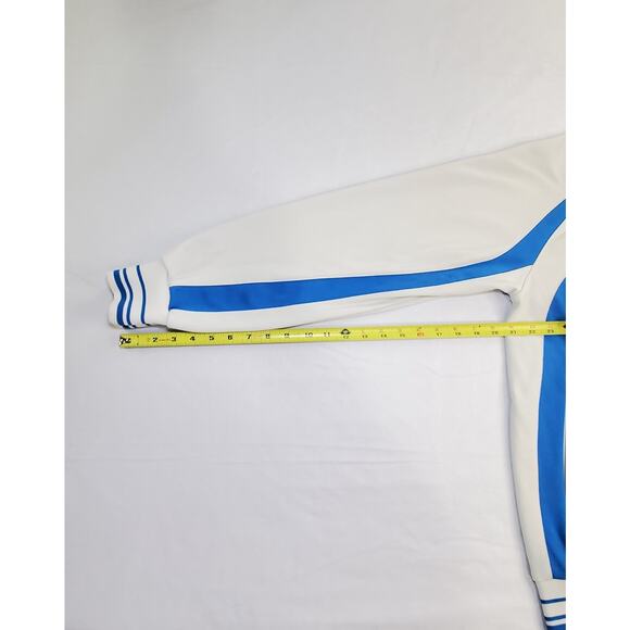 Nike Sz M Mens Weight Full Zip Whit Jacket With Blue Stripe Ca15 - Picture 4 of 9